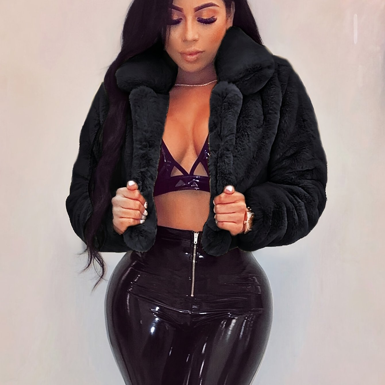 舒適別緻的人造毛領開襟衫外套