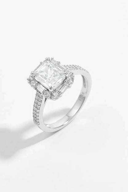 925 Sterling Silver Inlaid Zircon Square Ring