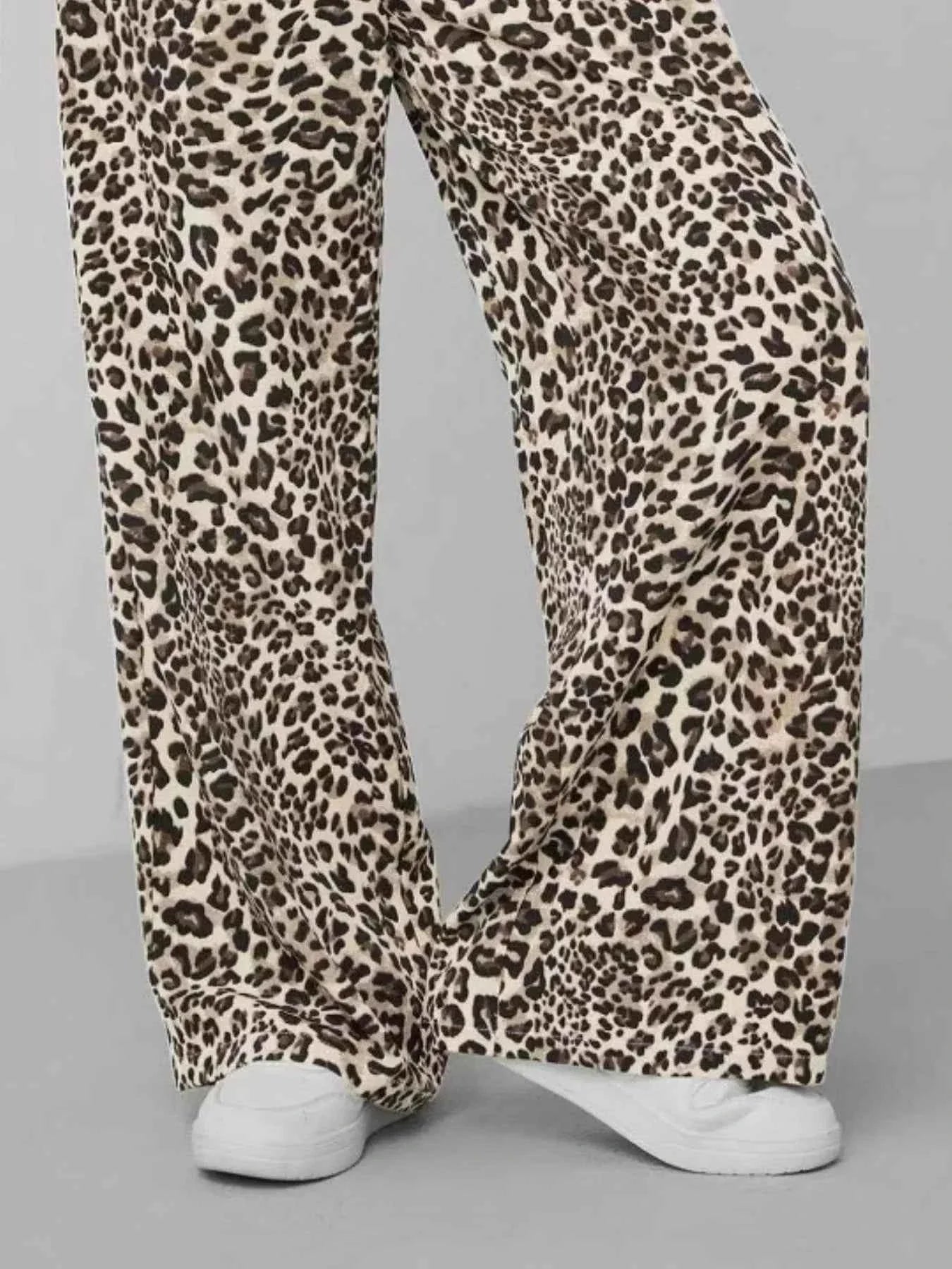 Leopard Print Wide Leg Pants