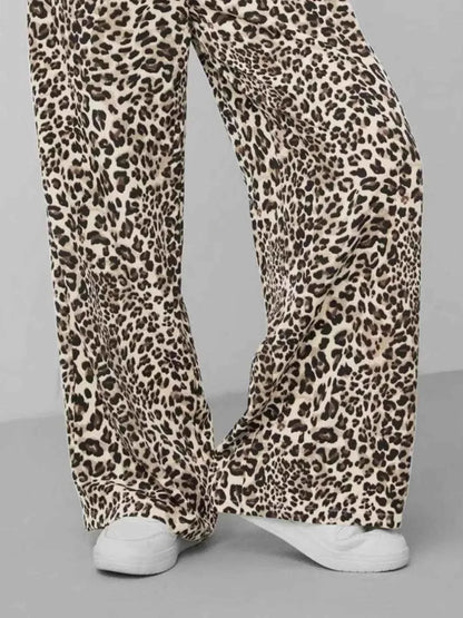 Leopard Print Wide Leg Pants