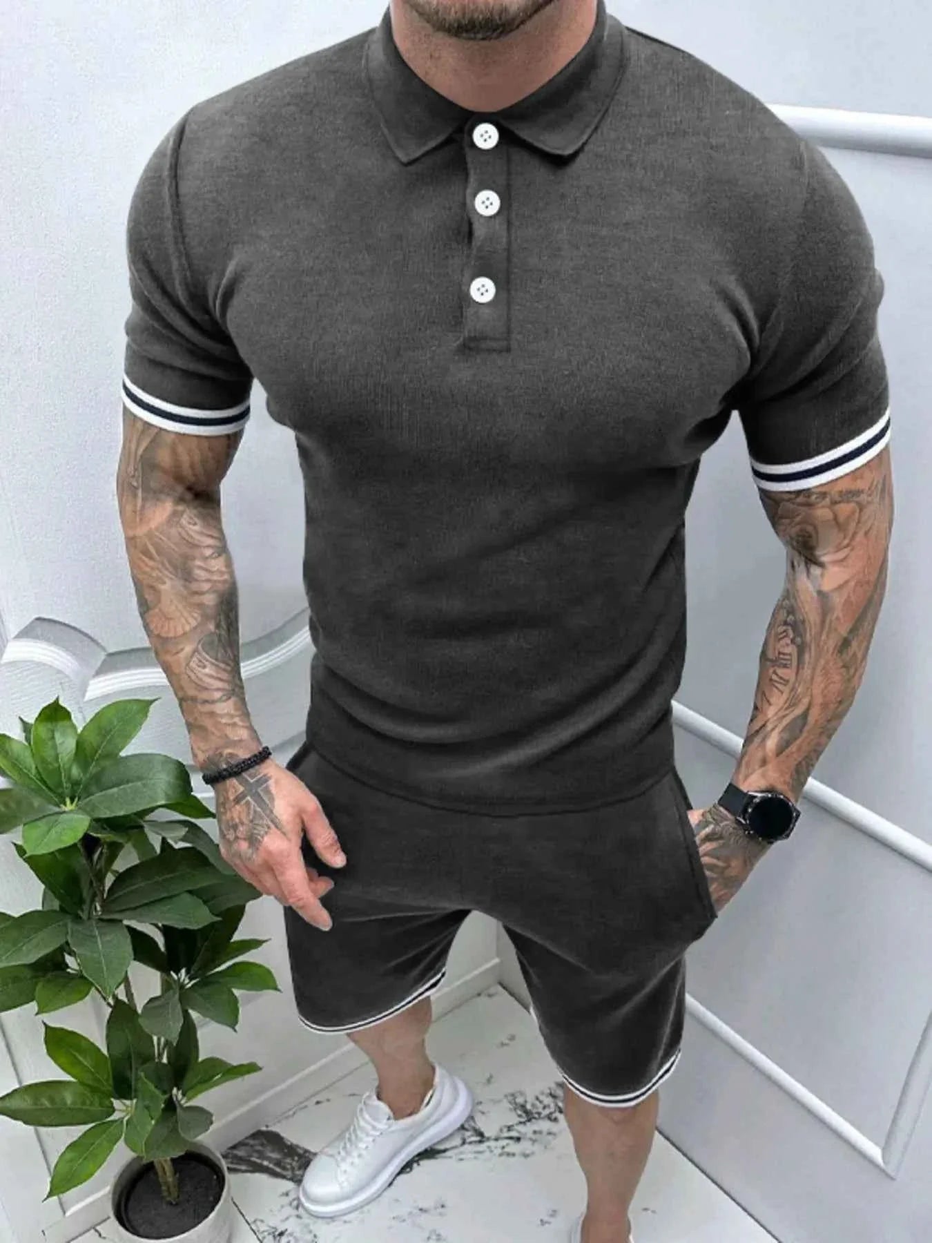Men's Short Sleeve Polo and Shorts Set