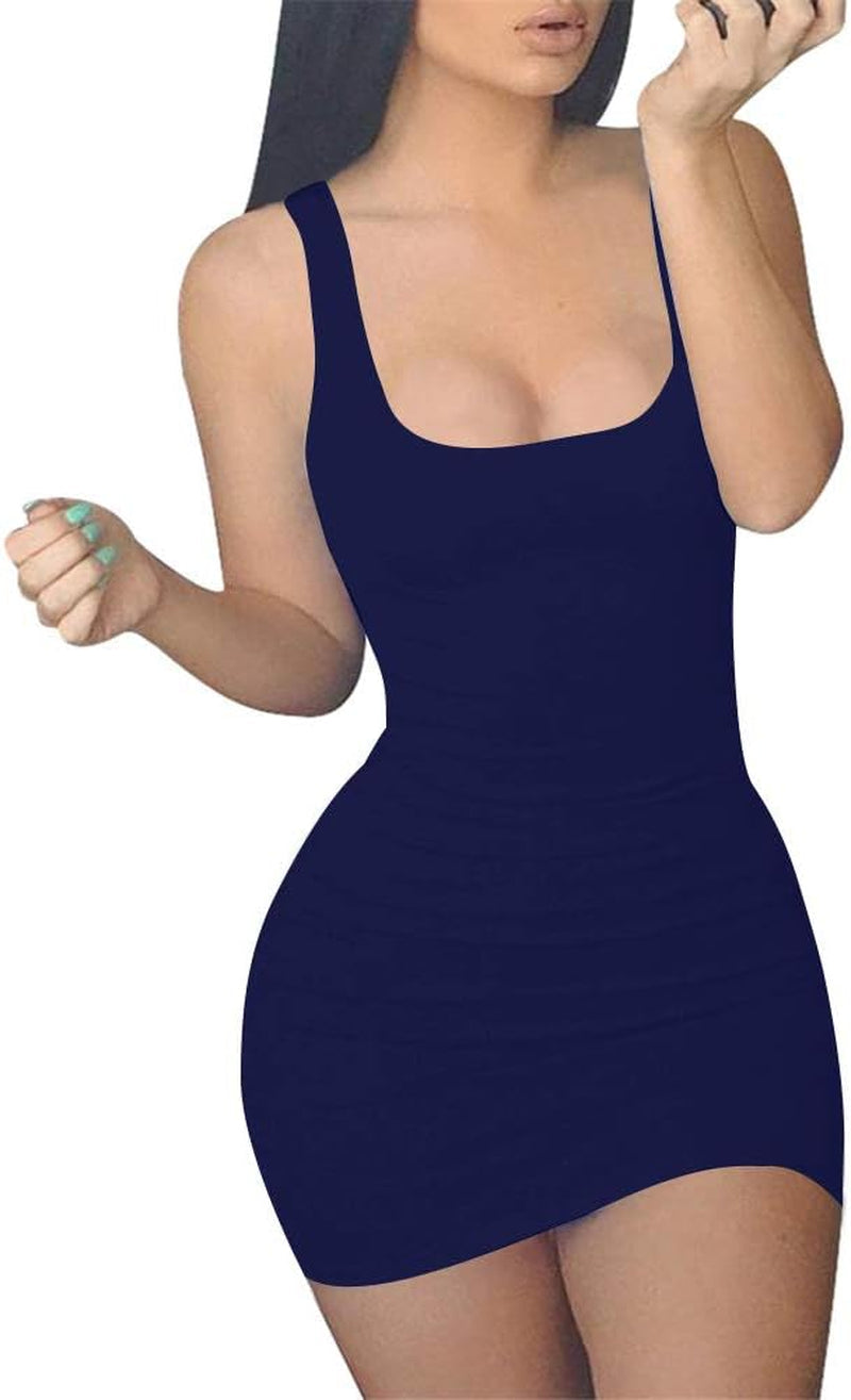 GOBLES Women'S Casual Summer Sleeveless Mini Sexy Bodycon Tank Club Dress