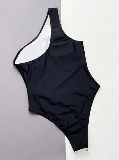 Stylish One-Piece Swimsuit with Contrast Panel Design