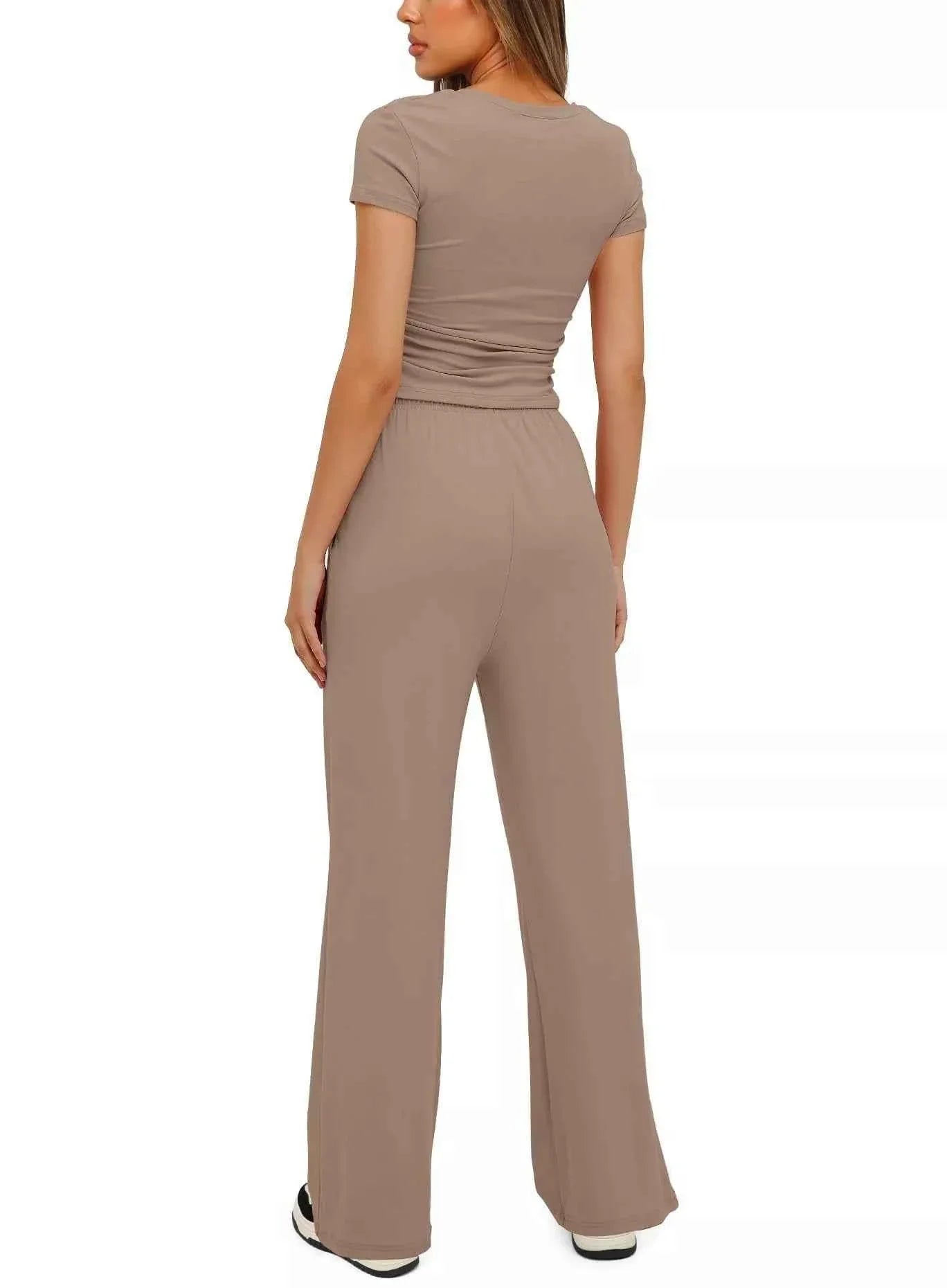 Round Neck Short Sleeve T-Shirt and Pants Set