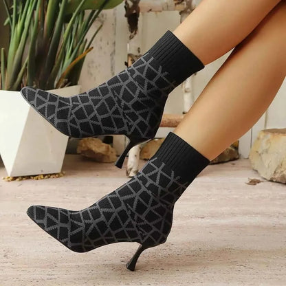 Mesh Point Toe : Stiletto Boots