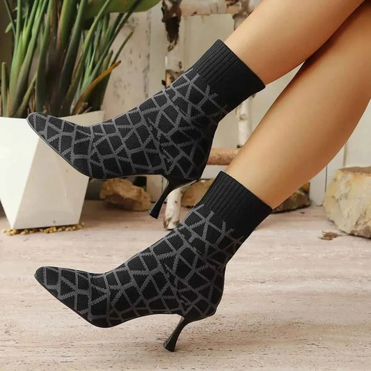 Mesh Point Toe : Stiletto Boots