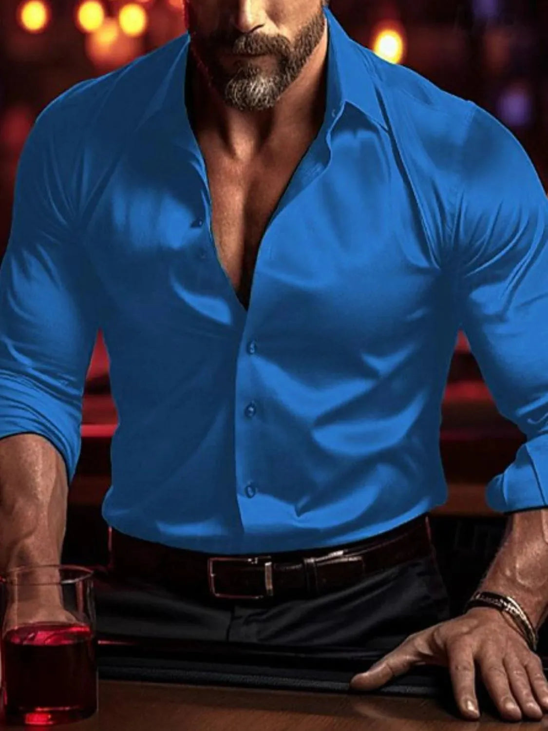 Men's Full Size Collared Neck Long Sleeve Shirt Plus Size