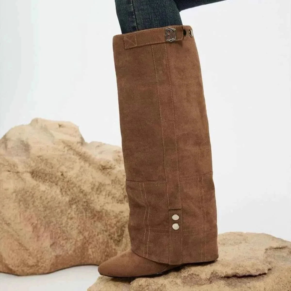 Chic Pointed Block Heel Boots - Stylish & Comfortable