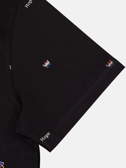 Men's Letter Embroidered Collared Neck Polo