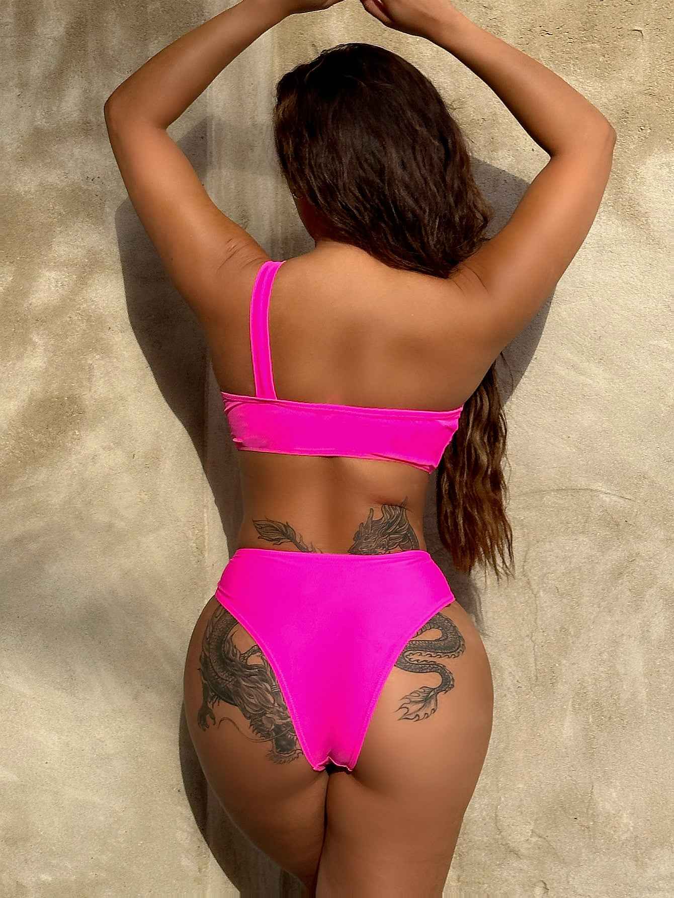 One-Shoulder Cutout Ring Detail : One-Piece Swimsuit