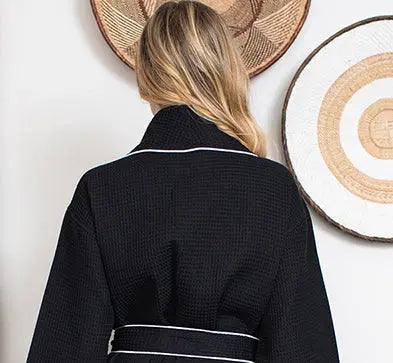 女士華夫格滾邊浴袍 – 輕盈舒適，享受水療般的愜意體驗