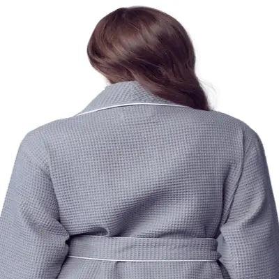 女士華夫格滾邊浴袍 – 輕盈舒適，享受水療般的愜意體驗