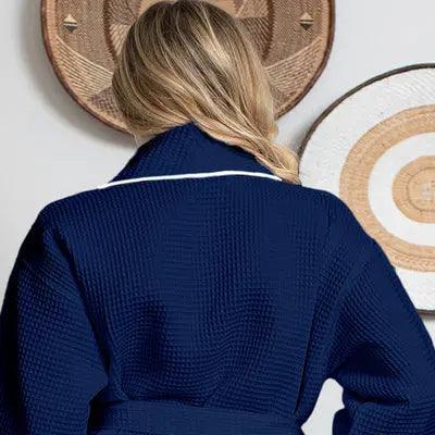 女士華夫格滾邊浴袍 – 輕盈舒適，享受水療般的愜意體驗