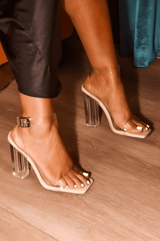 Basically Nude Clear Strap Block Heels – Comfortable & Stylish Footwear for Any Occasion