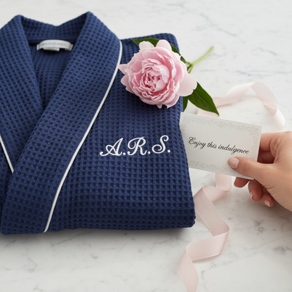 女士華夫格滾邊浴袍 – 輕盈舒適，享受水療般的愜意體驗