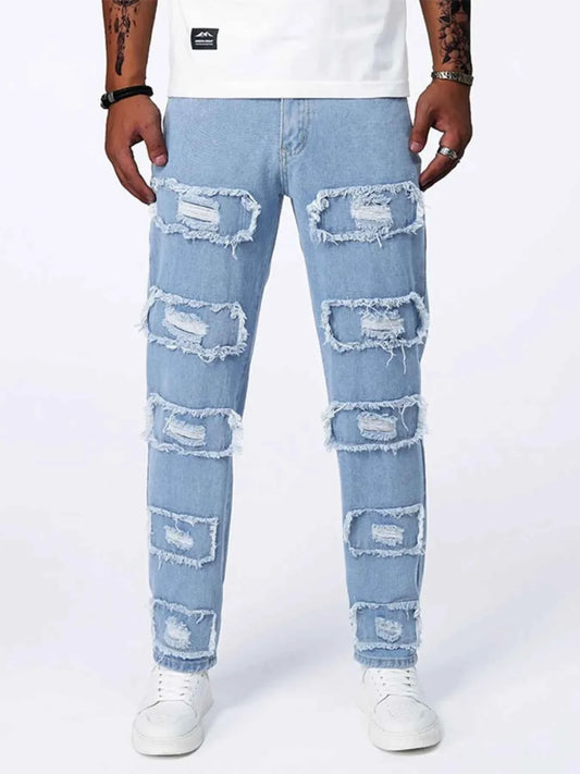 Distressed Slim Fit Jeans for Men