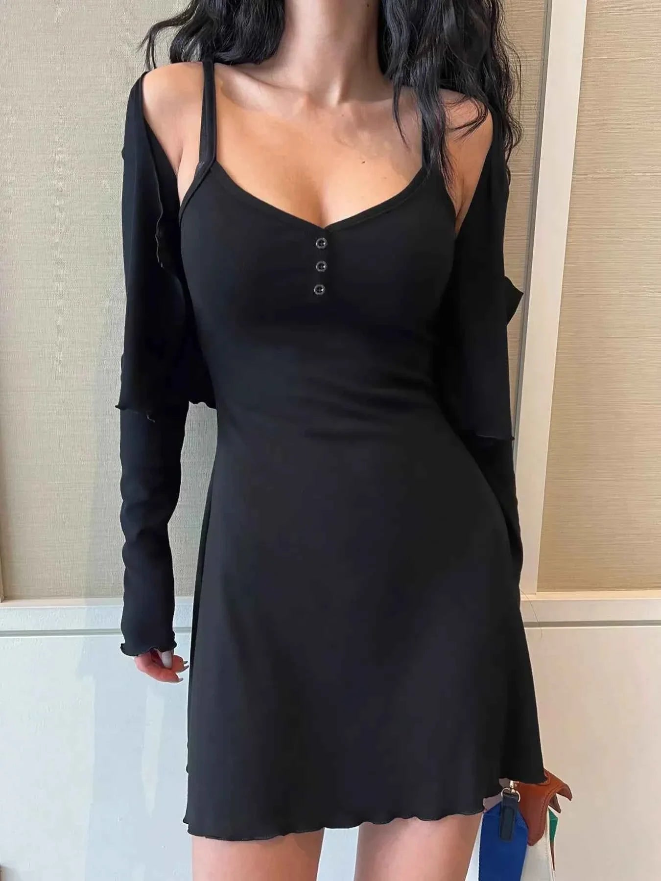 V-Neck Cami Dress and Cardigan Set