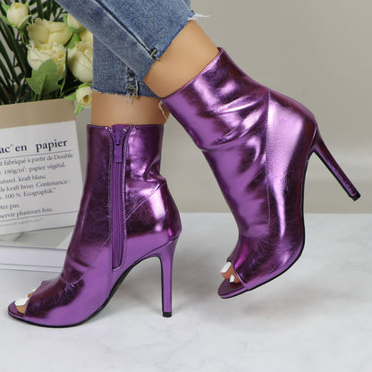 Metallic Stiletto Boots Dance Party Shine