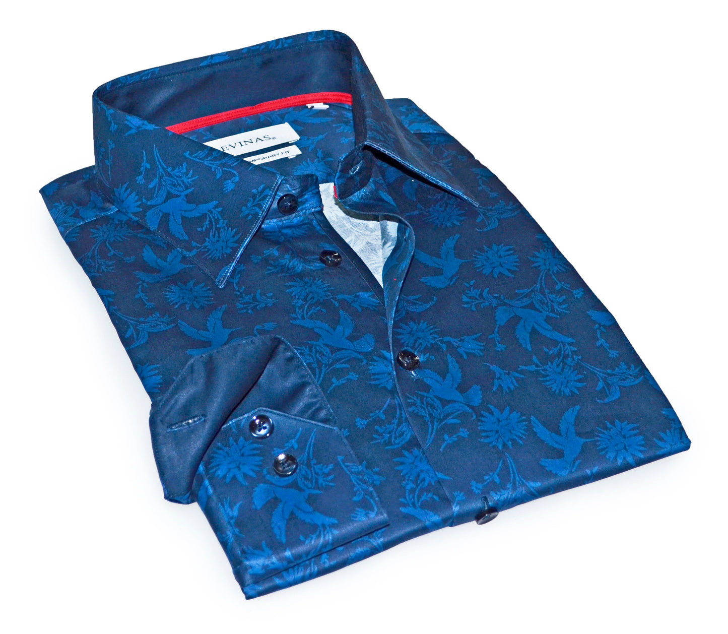 Jonny  Button-Up Shirt With Contrast Details // Navy // Contemporary Fit (Regular)- final sale