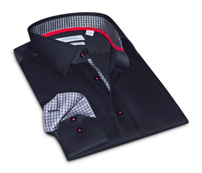 David 撞色細節紐扣襯衫 // 黑色 // 現代版型（常規）