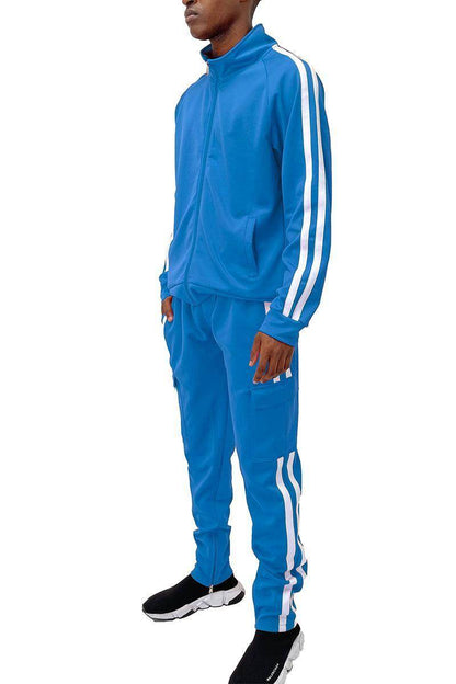 Conjunto de 2 piezas de chaqueta y pantalón cargo negro para hombre