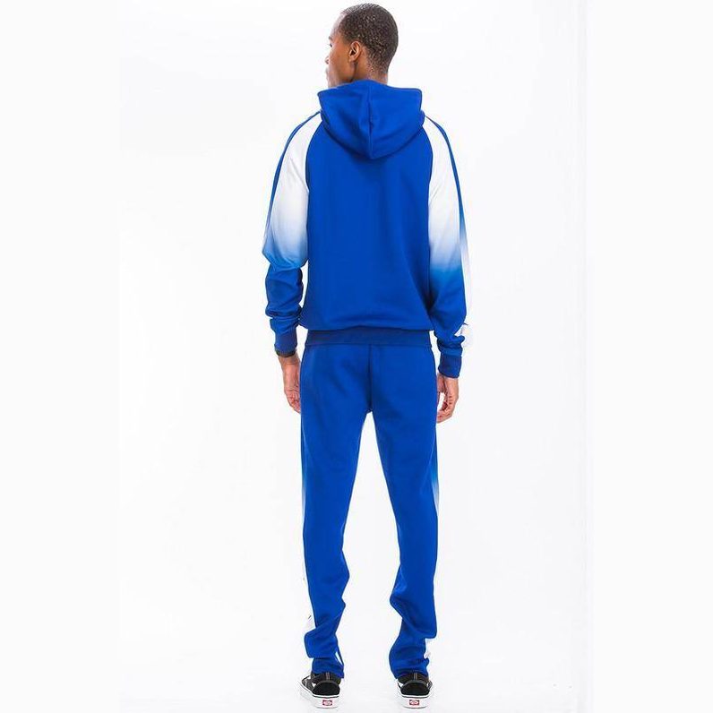 Men's White/Blue Full Zip Ombre Track Suit