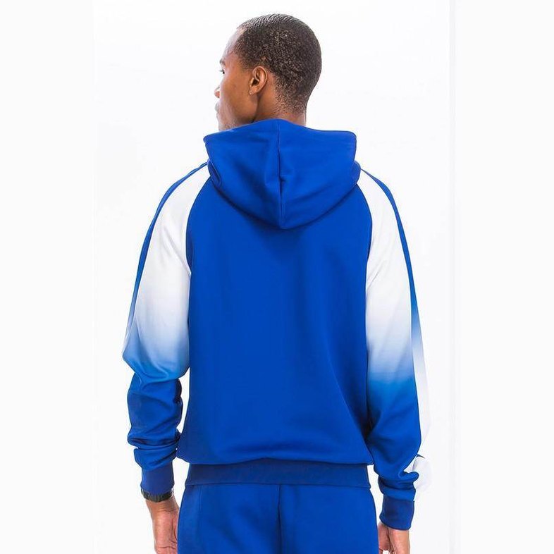 Men's White/Blue Full Zip Ombre Track Suit