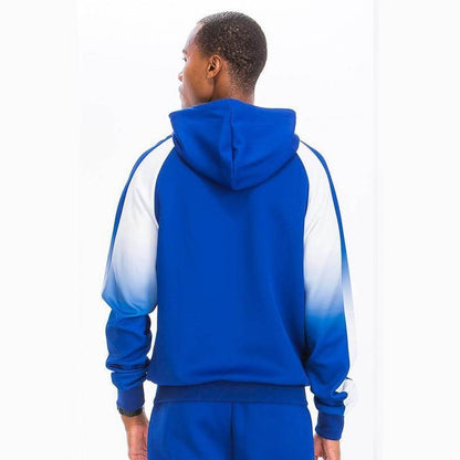 Men's White/Blue Full Zip Ombre Track Suit