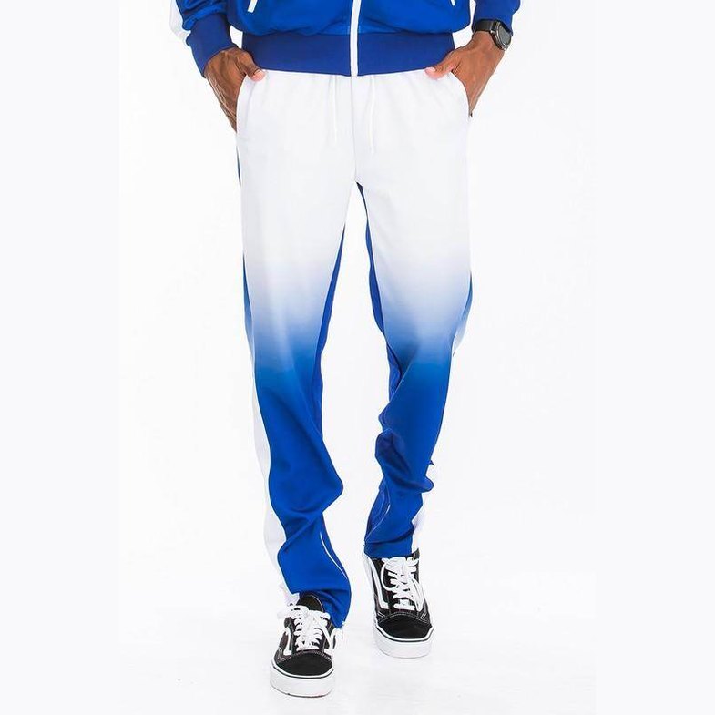 Men's White/Blue Full Zip Ombre Track Suit