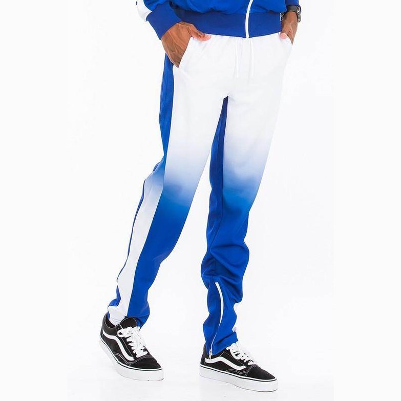 Men's White/Blue Full Zip Ombre Track Suit