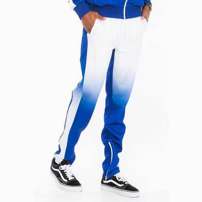 Men's White/Blue Full Zip Ombre Track Suit
