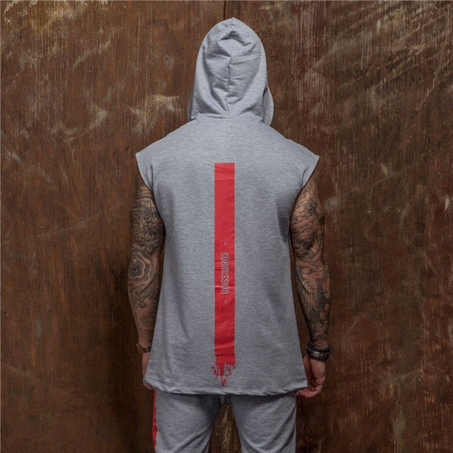 Bodybuilding Stringer Tank Top with hooded Mens Gyms Clothing Fitness Mens Sleeveless Vests Cotton Singlets Muscle Sports vest