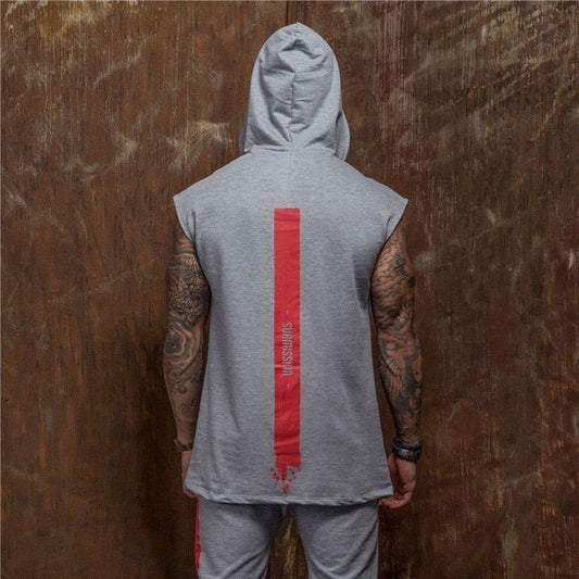 Bodybuilding Stringer Tank Top with hooded Mens Gyms Clothing Fitness Mens Sleeveless Vests Cotton Singlets Muscle Sports vest