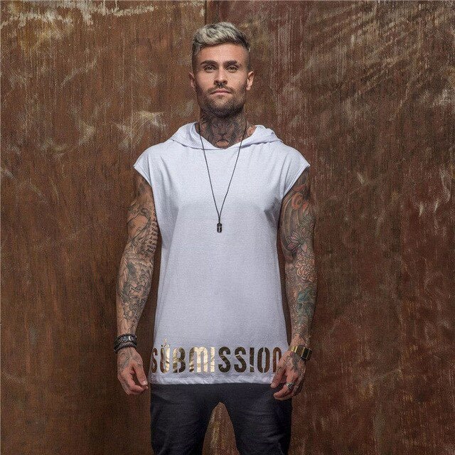 Bodybuilding Stringer Tank Top with hooded Mens Gyms Clothing Fitness Mens Sleeveless Vests Cotton Singlets Muscle Sports vest