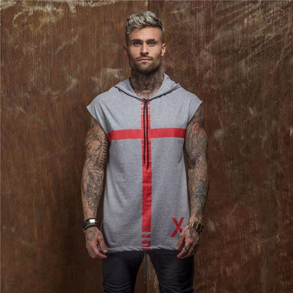 Bodybuilding Stringer Tank Top with hooded Mens Gyms Clothing Fitness Mens Sleeveless Vests Cotton Singlets Muscle Sports vest