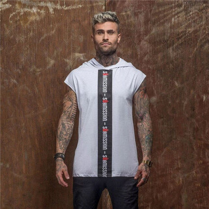 Bodybuilding Stringer Tank Top with hooded Mens Gyms Clothing Fitness Mens Sleeveless Vests Cotton Singlets Muscle Sports vest