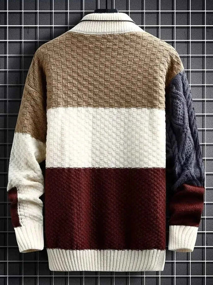 Men's Plus Size Color Block Knitted Pullover