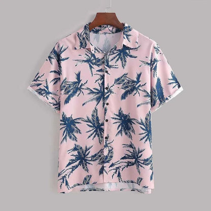 Men's Full Size Tropical Print Hawaiian Style Top and Shorts Set Plus Size