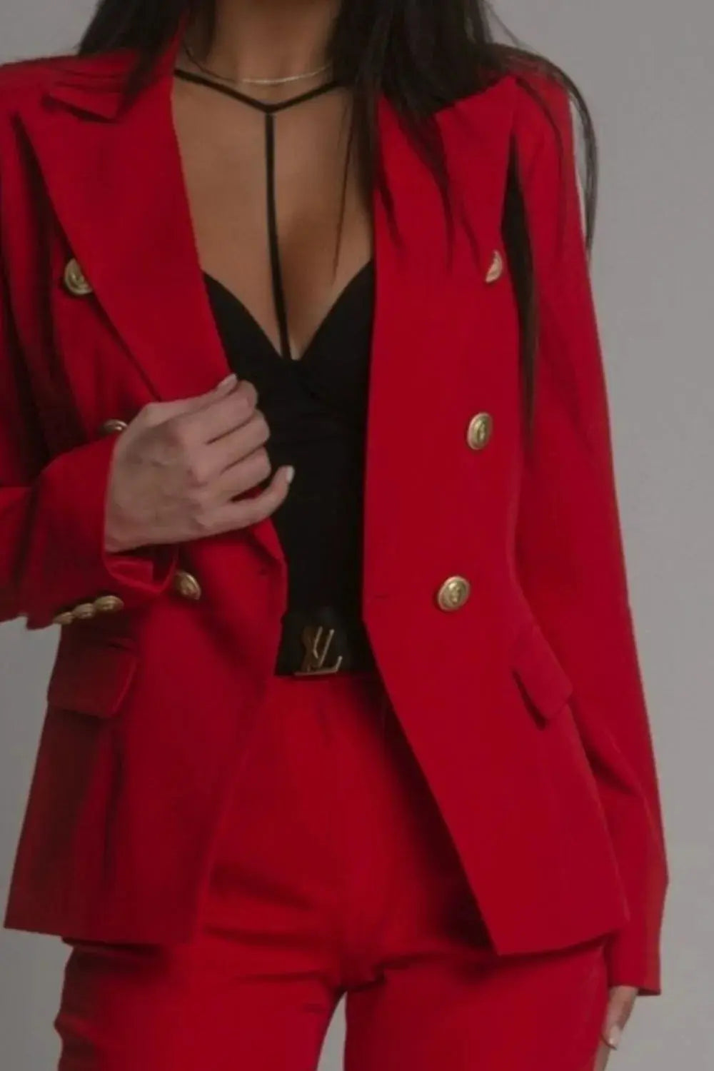 Long Sleeve Blazer and Pants Set Plus Size