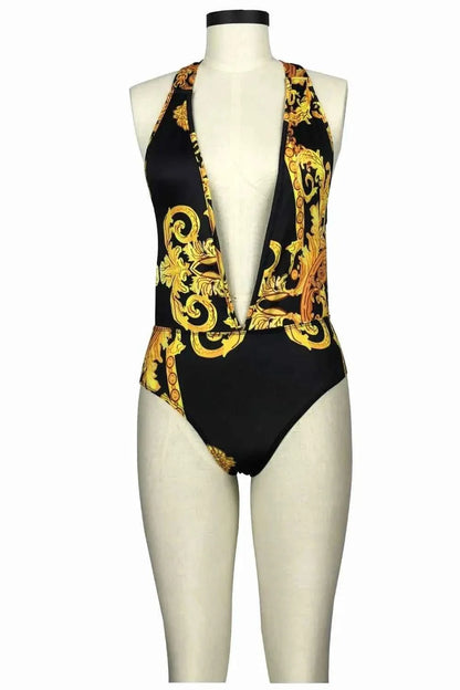 Printed Elegant One-Piece : Cover Up Swim Set