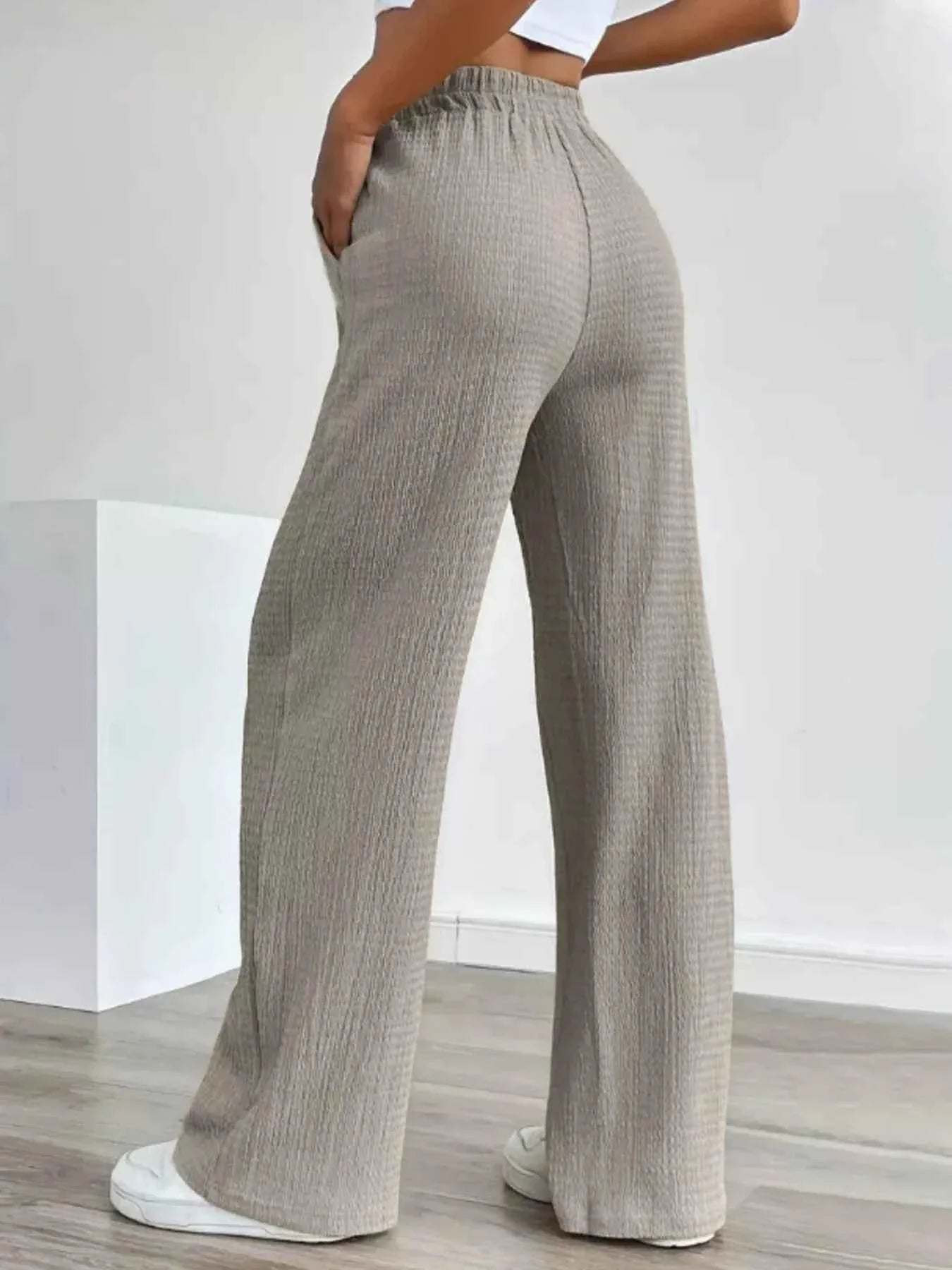Texture Wide Leg Pants