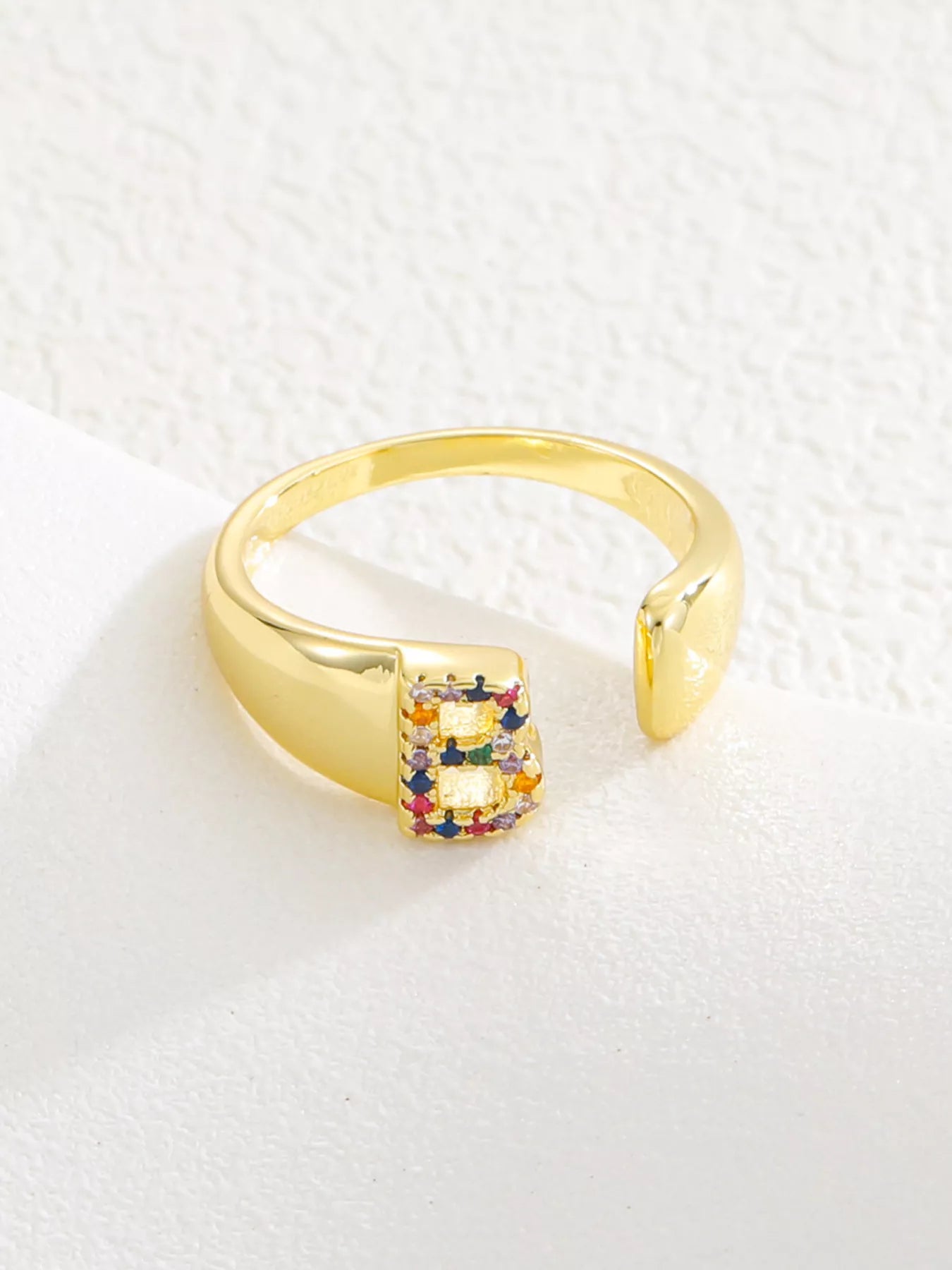 18K Gold-Plated Zircon Letter Ring
