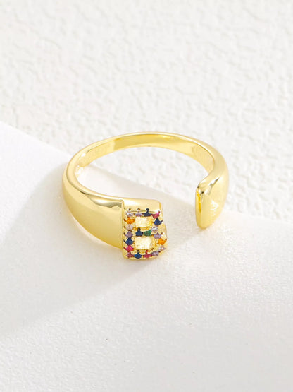 18K Gold-Plated Zircon Letter Ring