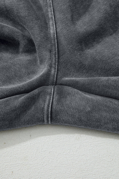 Medium Grey Mineral Wash Jogger Style High Waist Casual Pants