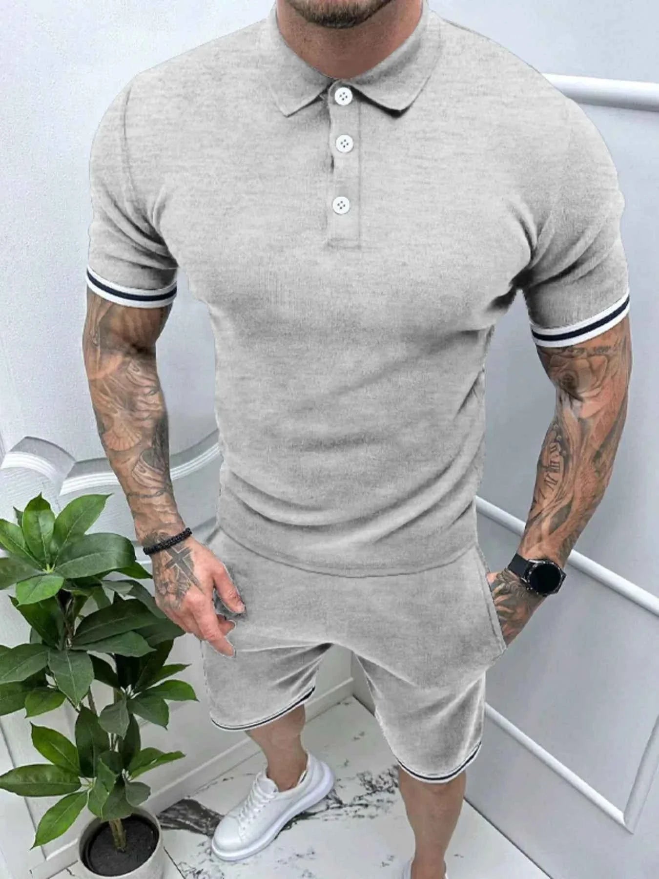 Men's Short Sleeve Polo and Shorts Set