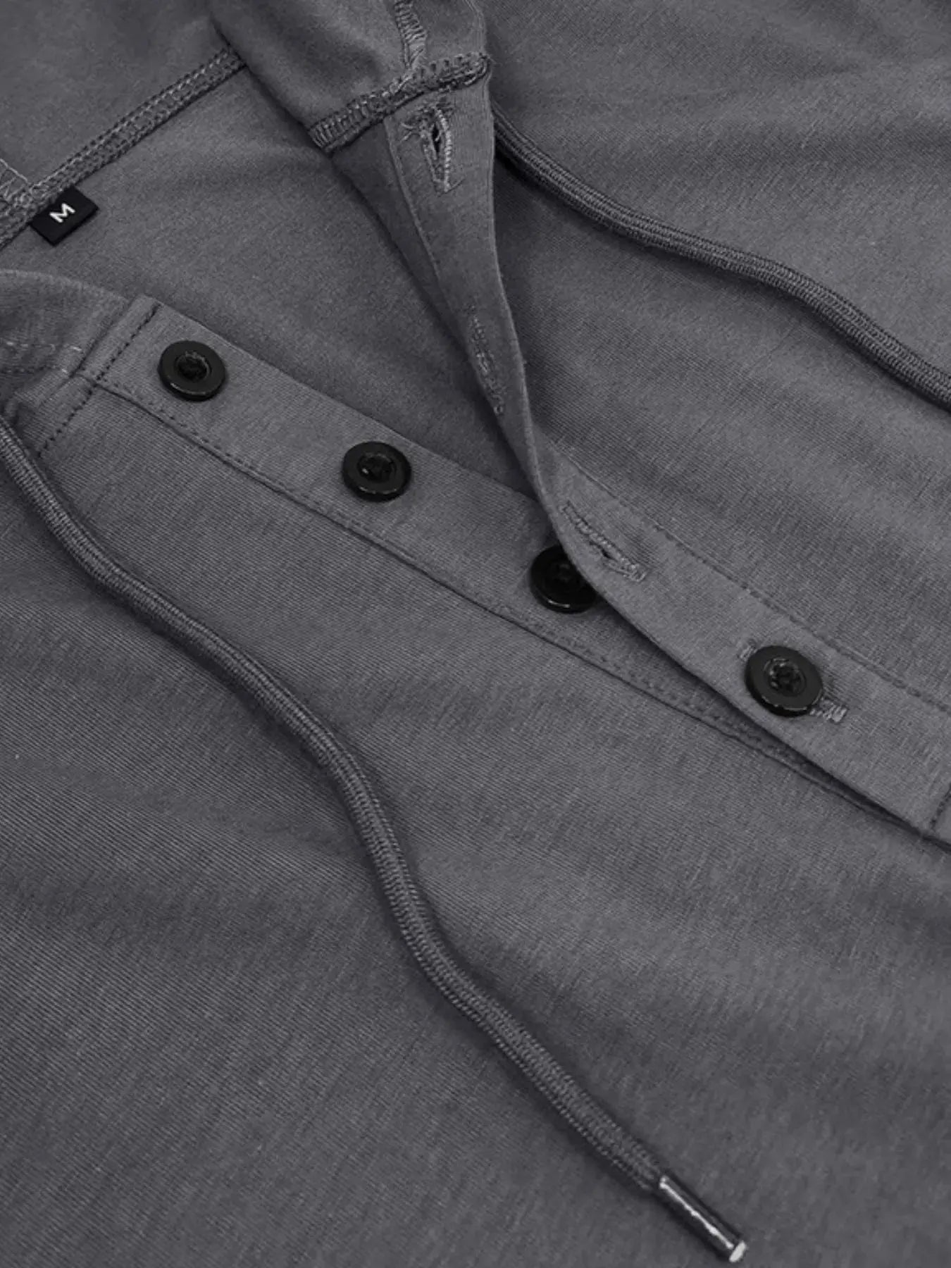 Men's Full Size Casual Hooded Henley T-Shirt Plus Size