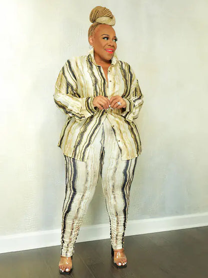 女士大尺碼秋季兩件套裝