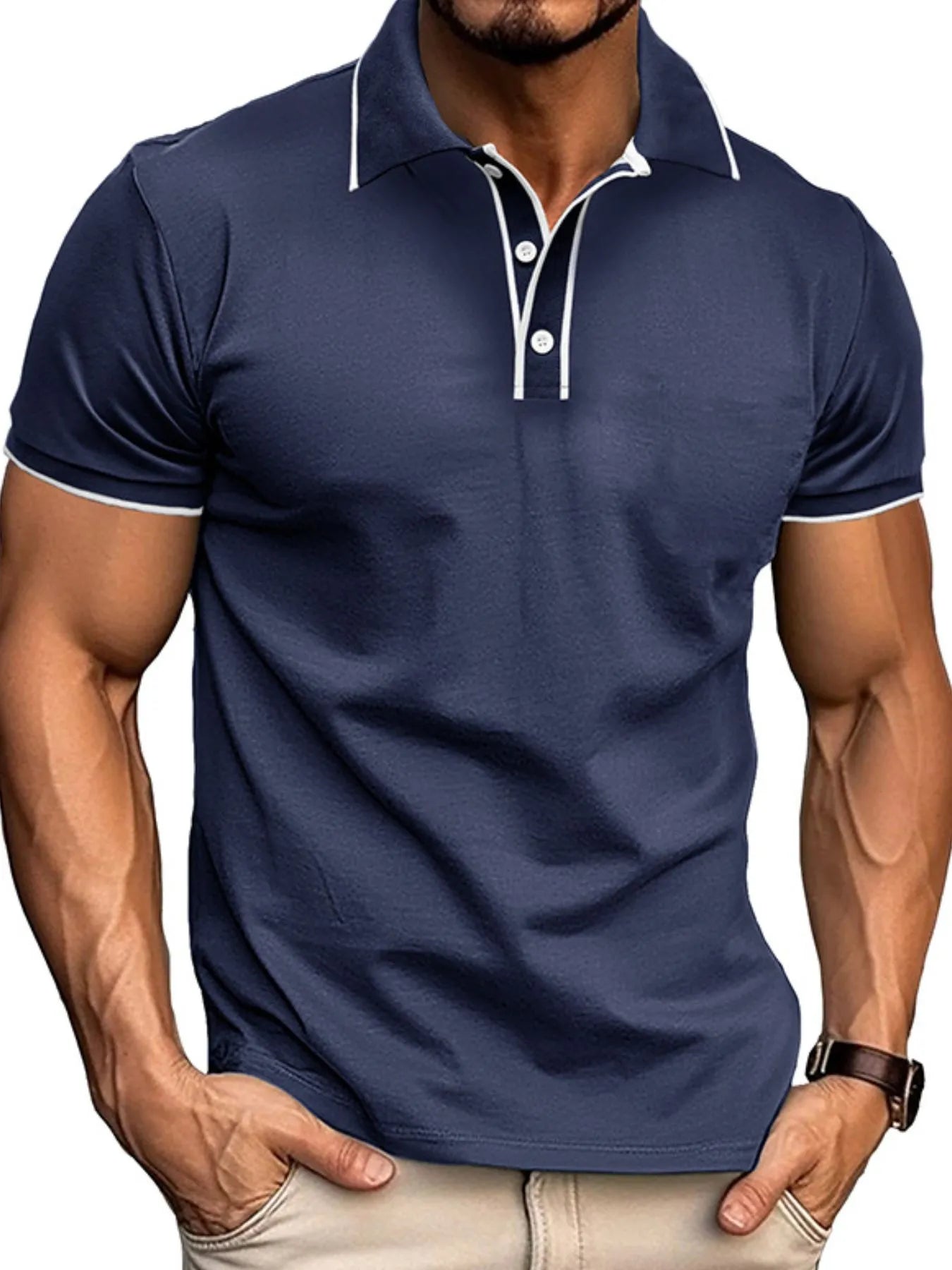 Men's Slim Fit Polo Shirt with Contrast Trim