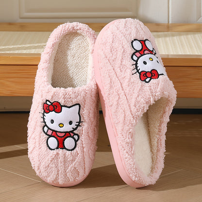 Sanrio Authentic Winter Slippers, Warm Lining, Hello Kitty Embroidery Design