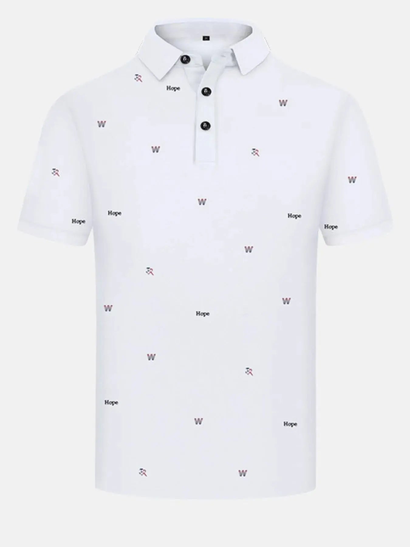Men's Letter Embroidered Collared Neck Polo